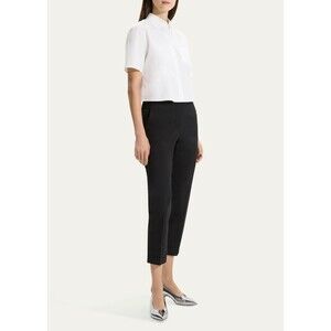 Theory women Treeca Slim Crop Pull On Pant size 2 Black Linen 26" inseam $275